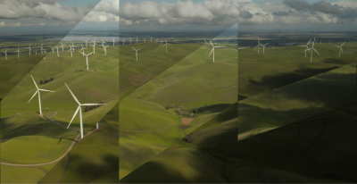 Billede af vindmøller i landskabet